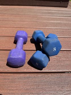 Lot of 3 Dumbbells (Pair of 8lb & Single 5lb)