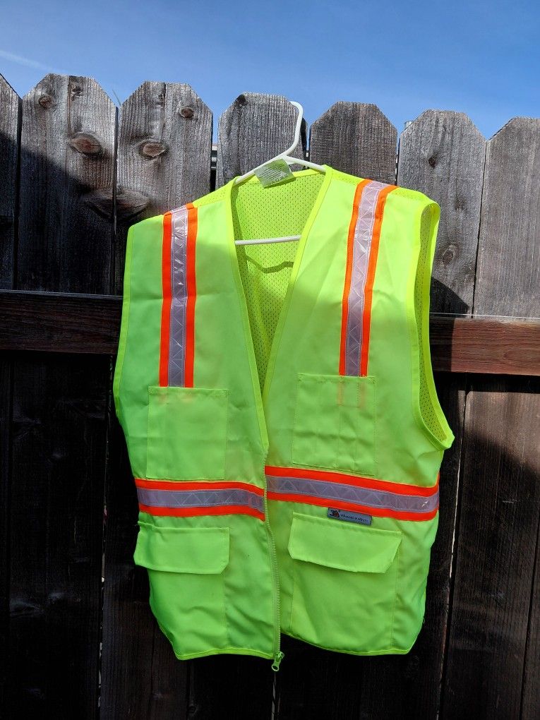 Safety vest and hard hat