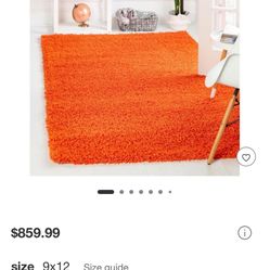 modern rug 9x12 color tiger orange, The carpet is used, pet-free, with signs of regular wear and tea