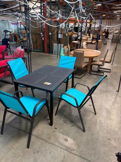 Moving Sales Last 2 Days!! New Outdoor Patio 47” Dining Table and 4 Stackable Chairs