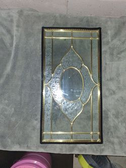 Decorative Leaded Glass Panel with Brass Caming