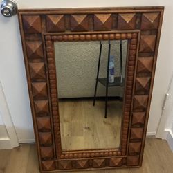 Hand-Carved Wooden Boho Mirror (24”x36”)