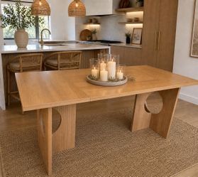 🔥 70.8 Inch Dining Table Unique  Oak Kitchen Table with Rectangular Top,  (Natural) G-51