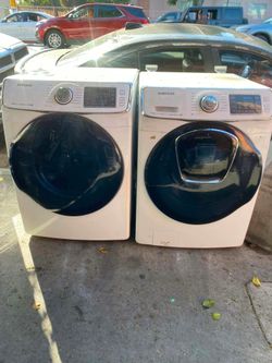 SAMSUNG WASHER AND GAS DRYER SET FRONT LOAD SIDE BY SIDE OR STACKED