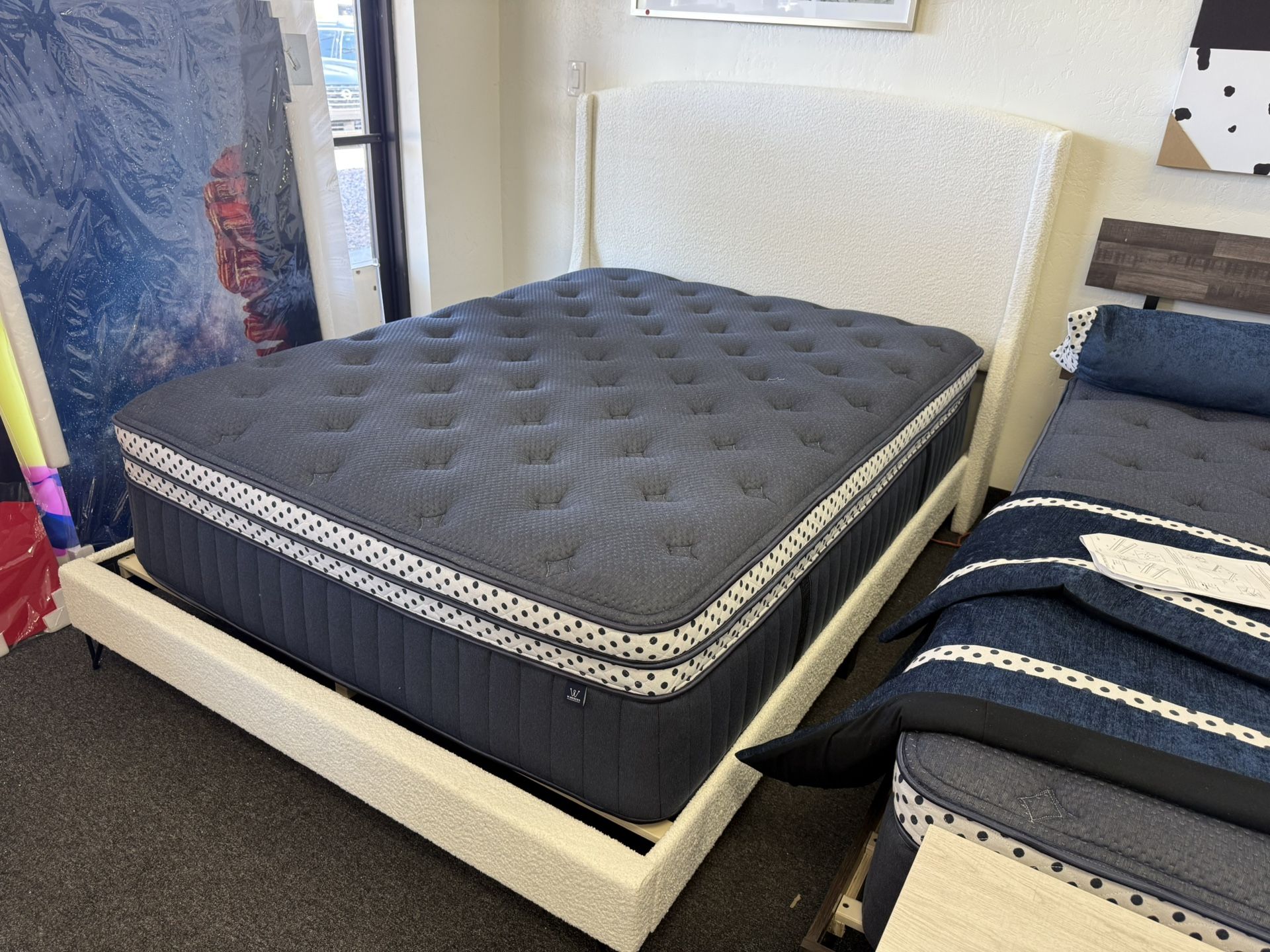 Queen Bed Frame In White Boucle