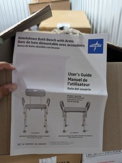 Medline Shower Chair with Backrest Padded Arms 350 lb Bath Bench Stool