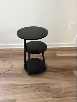 Black 3-Tier Round Side Table