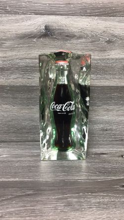 Vintage Unopened 6.5oz Coca-Cola Classic Bottle In Lucite “ice” Sculpture 