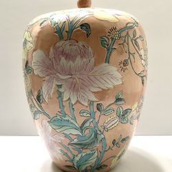 Large Pink Peony Ginger jar With Lid