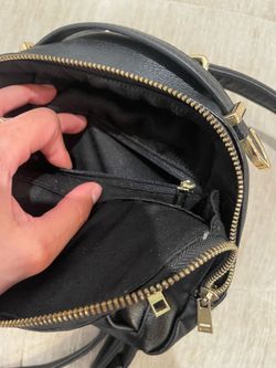 Black Mini Handbag with Gold Zippers