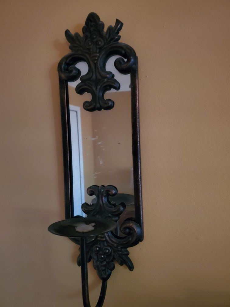 Pair of wall mirrors candle holders