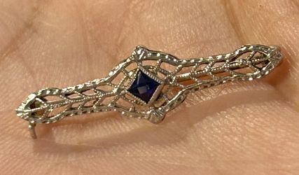Beautiful Sterling Silver With Real Sapphire Pin