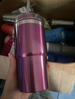 Pink Stainless Steel Tumbler with Straw