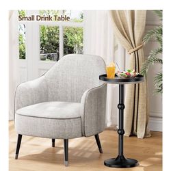 Small Round Side Table, Coffee Drink Table for Small Spaces, Modern Night Stand with Metal Leg, Weighted Iron Base Pedestal Round End Tables for Livin