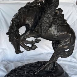 Frederic Remington "Rattlesnake" BRONZE & SIGNED Sculpture Statue 22″H x 15″L x 9″W