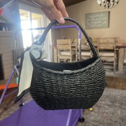 Straw Mini Bag with Bow