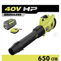 RYOBI 40V HP Brushless Whisper Series 160 MPH 650 CFM Cordless Battery Leaf Blower with 6.0 Ah Battery and Charger