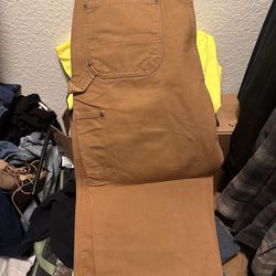 2 Like New Carhartt duck double knee pants 38x32 