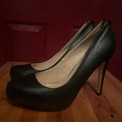 Black Leather Heels Size 8