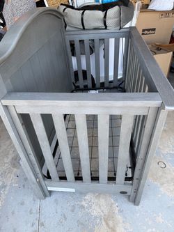 Gray Wooden Baby Crib