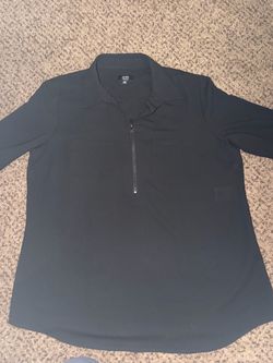 Jones New York Signature Black Quarter-Zip Blouse Size XL
