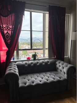 Grey velvet couch