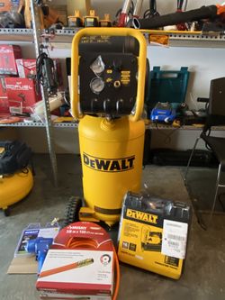NEW DEWALT 225 PSI 15GAL W/ 18GA PRECISION POINT BRAD NAILER 3/8 in 100 FT IMPACT WRENCH MAX TORQUE 400 FT LB