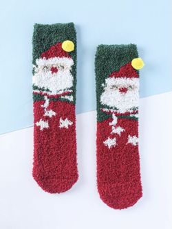 Holiday Christmas Santa Fuzzy Socks