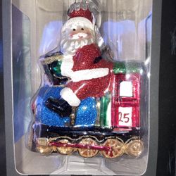 NEW RADKO  Hand Crafted Santa On A Train Locomotive