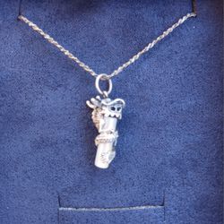 Silver Dragon Necklace With A Gemstone 