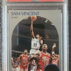 Sam Vincent w/Michael Jordan Wearing #12 - 1990 Hoops #223 - PSA 9