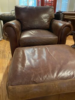 Premium leather chair and ottoman