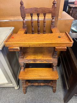 Antique Wooden Baby High Chair