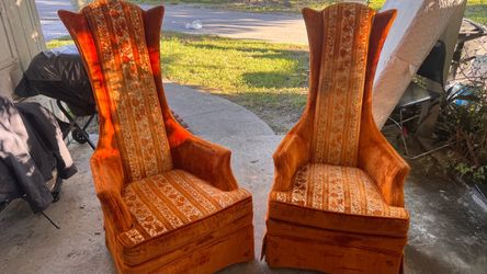 Pair of Vintage High-Back Wing Chairs