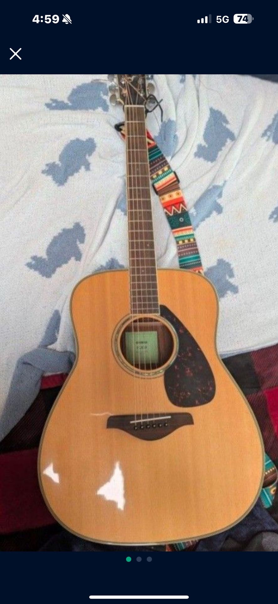 Yamaha FG830 Dreadnought Acoustic Guitar Natural