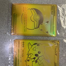 Pokemon Celebrations Gold Pikachu and Poke Ball SWSH145 SWSH146 Ultra Premium SEALED