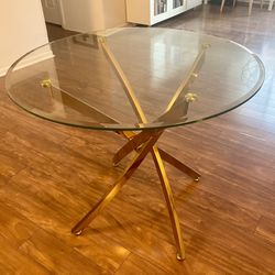 Round Glass Dining Table 36” diameter, 30” H