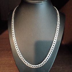 925 Italy Sterling Silver Cuban Curb Link Necklace