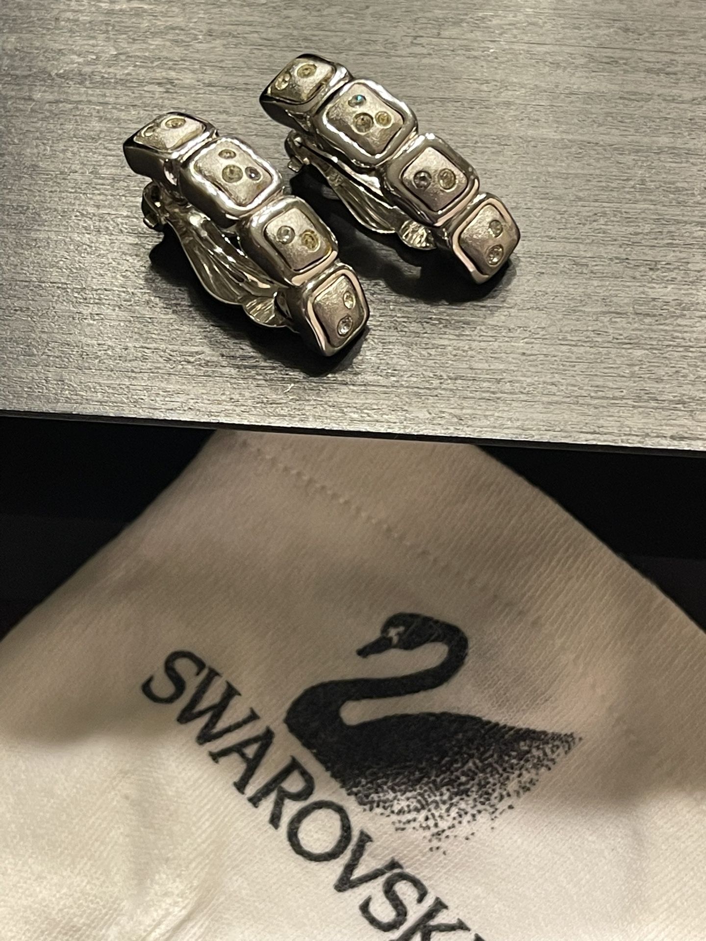 SWAROVSKI  silver tone crystal clip on earrings, perfect  condition 