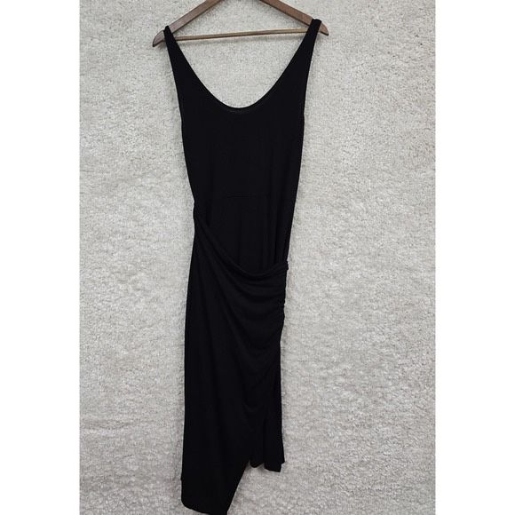 VINCE Womens Tank Wrap Dress Size Medium Black Side Tie Minimalist Modern