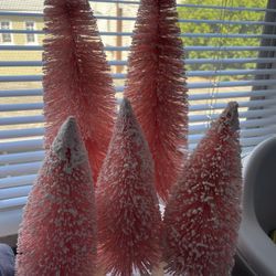 Pink Bottle Brush Christmas Trees