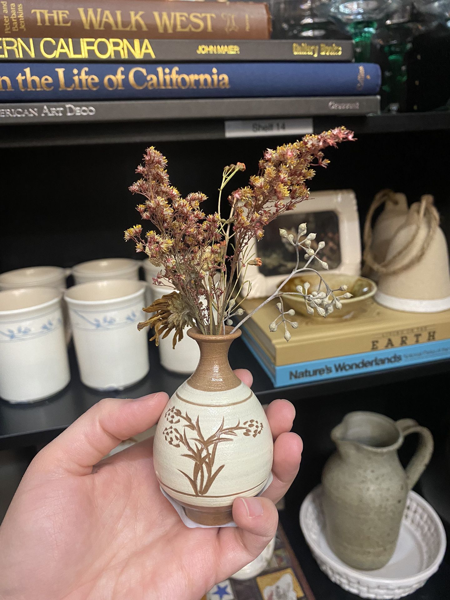 Petite Ceramic Vase with Dried Florals