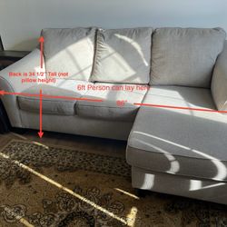  Modern Gray L-Shape Sectional Sofa – Clean, Comfortable, Excellent Condition