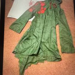 New Xl Green Cape Cloak Hood Mens Renaissance Shirt Outfit Costume