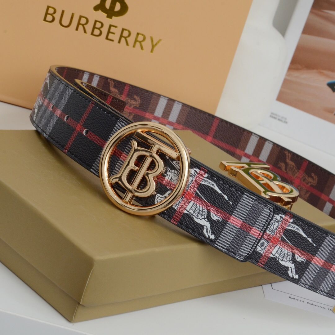 Burberry Check Leather Belt Gift Set 