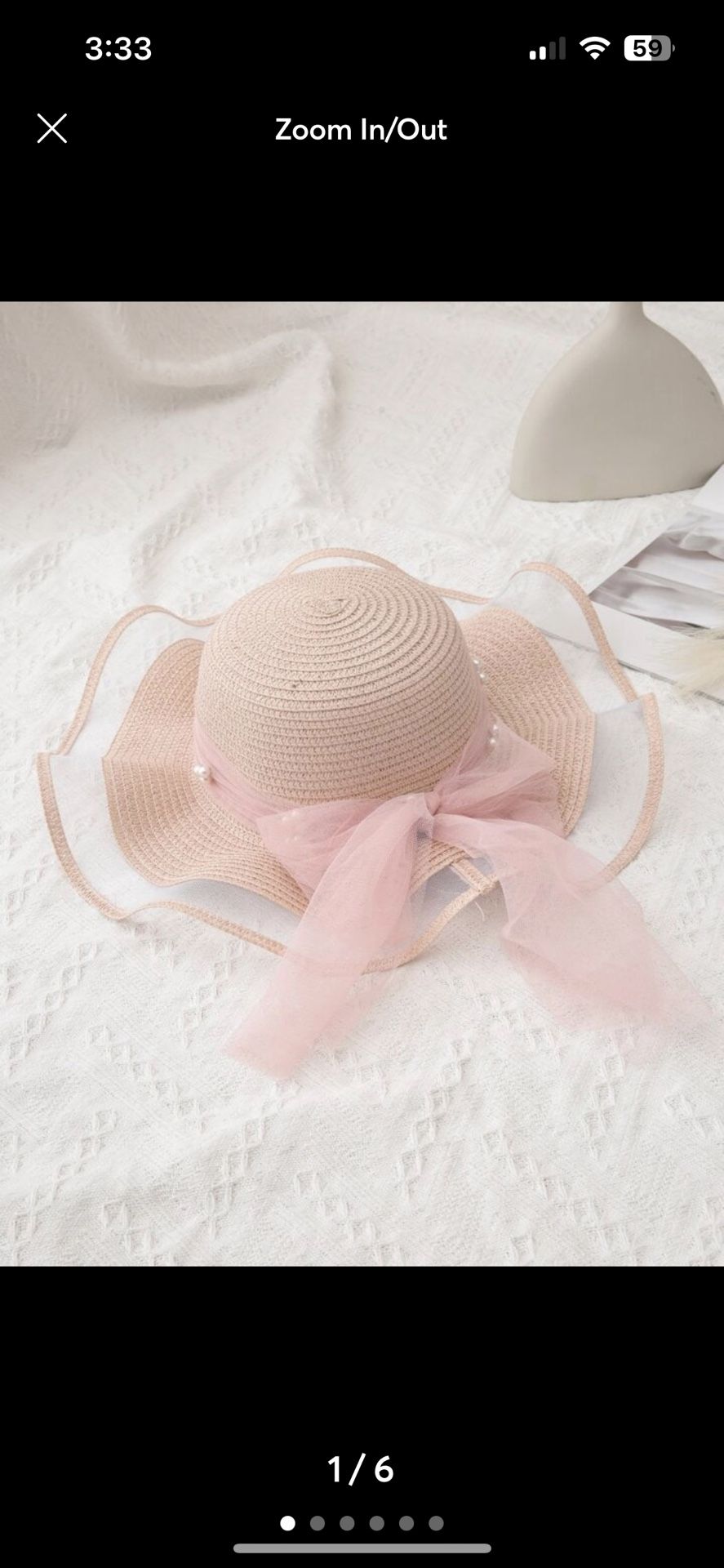 Pink Straw Sun Hat with Bow