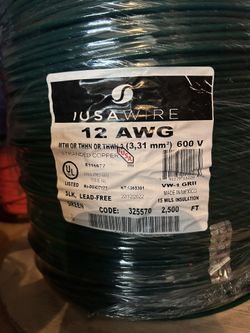 Wire 12 AWG THHN/THWN-2 Stranded Copper, Green, 2500 Ft