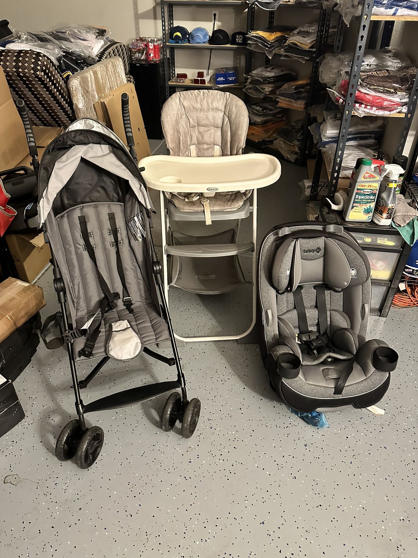 Stroller, Car Seat, High Chair