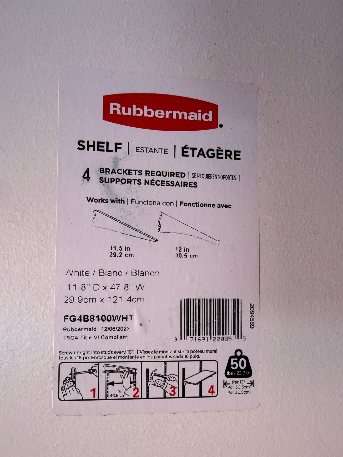 Rubbermaid White Wood shelves