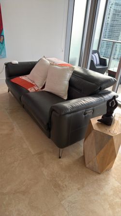 Reclinable Black Leather Sofa